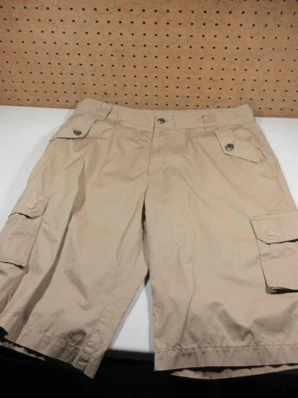 Lauren Ralph Lauren LRL womens solid tan long cargo shorts 12 EUC